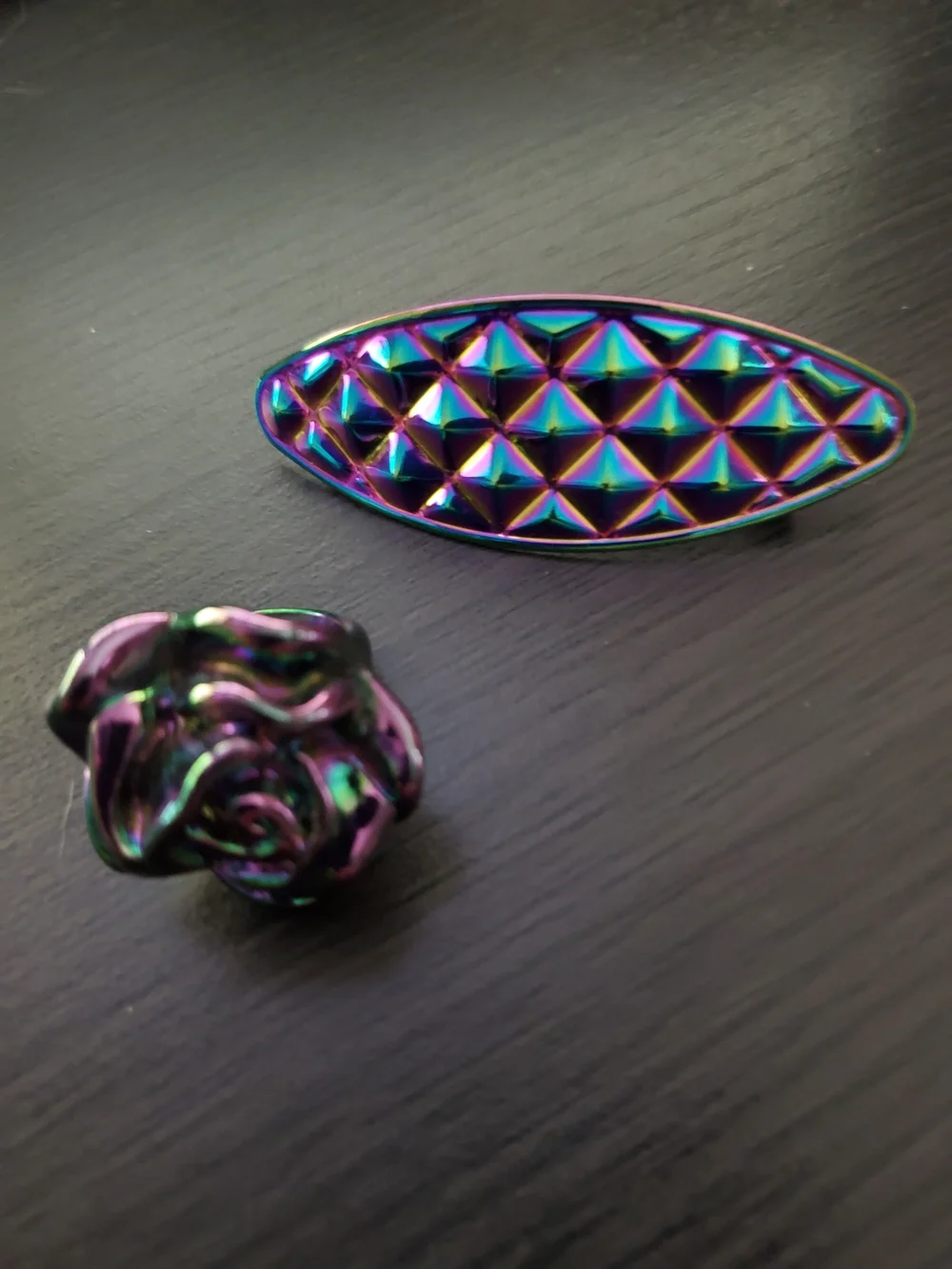 Iridescent Multicolor Hair Clip and Matching Ring Set - Women Accessories